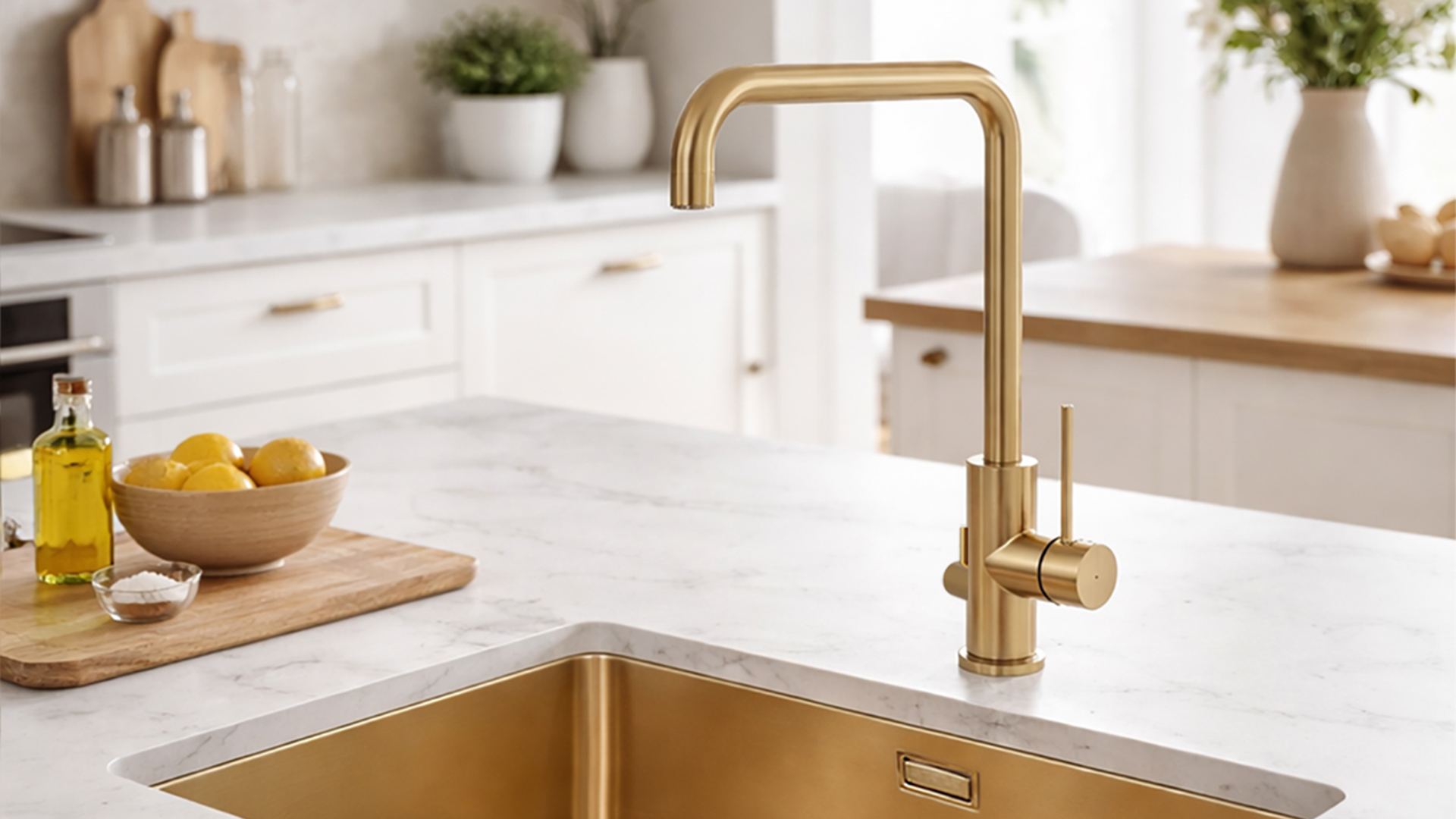 Scandtap Steel Mood D Sand – gold-coloured kitchen mixer